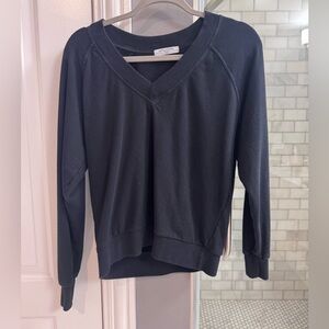 perfectwhitetee Sinaed French Terry black v neck sweatshirt